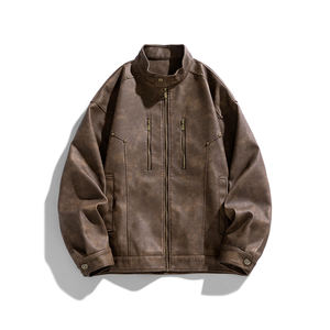 Chaqueta de motociclista americana personalizada con logo para primavera y otoño, para hombres y mujeres, estilo retro con remaches, nueva y atractiva. - Product Image 1