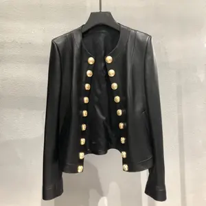 Manteau capa en cuir de mouton pour femmes, veste courte moderne et à simple boutonnage, importé de la mode européenne, nouvelle collection 2020