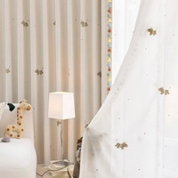 Rideaux de chambre d'enfant style crème, brodés de dessins animés, double couche occultante et voilée, sur mesure pour chambre et fenêtre en baie