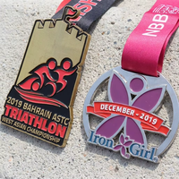 Medalla Deportiva Fundida y Chapada en Oro con Impresión UV, Personalizada para Maratón y Triatlón, Diseño de Ángel y Animal en Aleación de Zinc Resistente