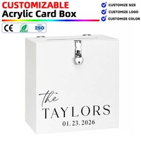 Boîte à cartes de mariage personnalisée en acrylique avec fente et serrure, couleur personnalisée, design portable pour réception de mariage, élégante boîte à enveloppes pour argent