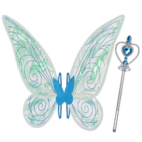 2 paires d'ailes de fée et baguette magique, ailes d'ange, baguette de fée pour femmes adultes, filles, fête, vacances, déguisement