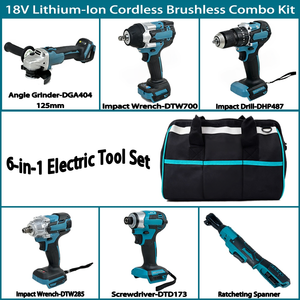 Ensemble d'outils à batterie 18V : tournevis 6-en-1, embout de perceuse et kit de travail du bois ; ensemble d'outils professionnels pour la réparation automobile. - Product Image 2