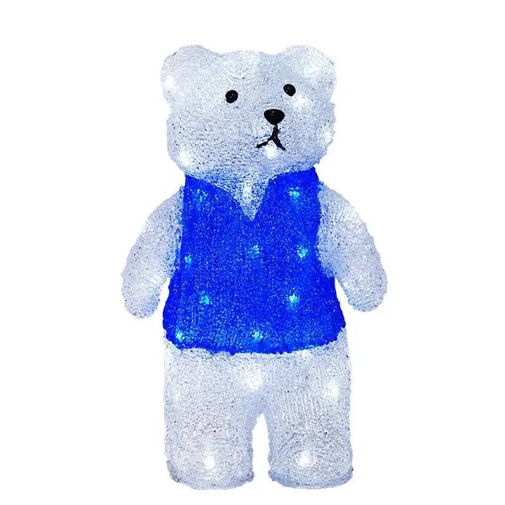 Hot selling Christmas decorations supplies 48L cold white acrylic teddy bear LED light for indoor decorative