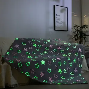 Glow in Dark Blanket Luminous Stars Design Multi Color Blanket Fluorescent Kid's Blanket Bedding