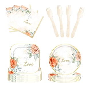 DAMAI, platos y servilletas para fiesta de despedida de soltera, juego de vajilla para fiesta de Sr. y Sra., decoraciones de boda de compromiso, favores para cumpleaños - Product Image 6