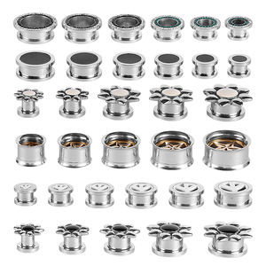 Günstige 30-teilige Set Ohrgurt Edelstahl Double Flared Tunnels Messgeräte Plug Piercing - Product Image 6