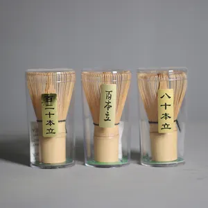Batidor de té Cepillo Matcha 80/100/120 Mango largo Batidor de té de bambú negro Cepillo mezclador de Bambú