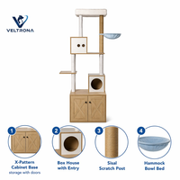 Mueble de Almacenamiento para Gatos con Árbol, Caja, Casa, Poste de Sisal, Hamaca, Comedero y Percha Superior - Mobiliario Interior al por Mayor