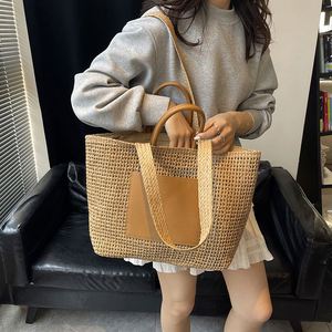 Sacs fourre-tout en paille grande capacité pour femmes, sacs en paille tissés personnalisés, sacs à main en paille pour femmes - Product Image 4
