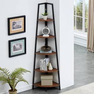 Estante de libros ajustable de hierro con forma de <span class=keywords><strong>escalera</strong></span> multifuncional, estantería portátil de 5 neumáticos, estantería moderna de madera contrachapada para niños - Product Image 5