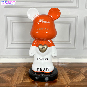 Nouveau design en fibre de verre taille réelle kaw Sculpture résine dessin animé ours <span class=keywords><strong>Statue</strong></span> intérieur décoration de la maison - Product Image 2