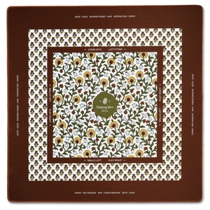 Alfombra de Mahjong Plegable de Microfibra Americana con Diseño Floral Vintage 07, Borde a Cuadros Azul Marino y Naranja, Antideslizante y Resistente al Agua - Product Image 6