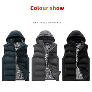 سترة تدفئة كهربائية للرجال والنساء قابلة للعكس ومقاومة للرياح مع غطاء للرأس تعمل بالطاقة عبر USB مع شعار مخصص - Product Image 4