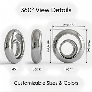 Fuente de Agua Personalizada con Escultura de Anillo Toroidal de Acero Inoxidable Pulido a Espejo, para Plazas Urbanas, Parques Públicos y Paisajes - Product Image 3