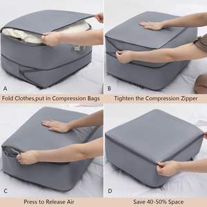 Ropa de cama compresible Bolsas de almacenamiento grises Cubos de embalaje Equipaje Bolsa organizadora de embalaje de viaje - Product Image 5
