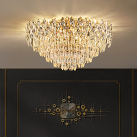 Lustre moderne de luxe en cristal, style salle de banquet de villa classique, pour salon, hall d'hôtel, décoration intérieure complète