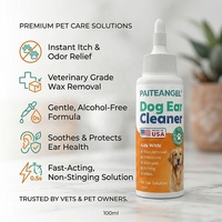 Nettoyant Auriculaire pour Animaux de Compagnie Marque Blanche - Gouttes Auriculaires Sans Alcool pour Chiens pour l'Élimination du Cérumen, le Contrôle des Odeurs et le Soulagement des Démangeaisons - 100ml Vente en Gros