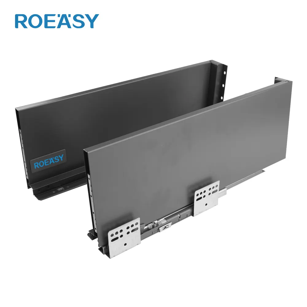 ROEASY 소프트 클로징 슬림 박스 서랍 슬라이드 러너 45kg 118MM 높이 서랍 채널 주방 서랍 시스템