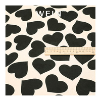 WI-D17 à la mode noir amour coeur motifs sph poka sergé 100 polyester tissé imprimé design tissu pour pantalon et robe