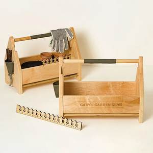ADC Premium Light Wood <b>Engraved</b> <b>Tool</b> Caddy Handle Portable Storage Organizer Stand for Kitchen Tableware and Outdoor Supplies - Product Image 1