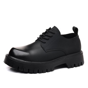 Chaussures en cuir décontractées pour hommes, style business, à lacets, à tige haute, version coréenne, chaussures pour hommes à semelle épaisse et tendance - Product Image 1