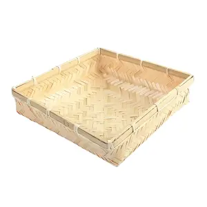 Cesta de bambú, cesta de pan, cesta rectangular de almacenamiento de alimentos