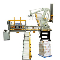 Sistema de Línea de Embalaje de Palés Totalmente Automático, Dispensador de Palés, Robot Paletizador y Equipo de Envoltura