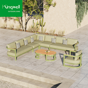 Ensemble <span class=keywords><strong>de</strong></span> canapés <span class=keywords><strong>de</strong></span> <span class=keywords><strong>jardin</strong></span> modernes résistants aux intempéries, en <span class=keywords><strong>aluminium</strong></span> <span class=keywords><strong>de</strong></span> luxe en forme <span class=keywords><strong>de</strong></span> L, avec structure en <span class=keywords><strong>bois</strong></span> massif pour hôtels - Product Image 5