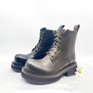 Bottes en cuir décontractées personnalisées pour femmes, bottines rehaussantes respirantes à <span class=keywords><strong>talon</strong></span> carré pour l'automne - Product Image 1