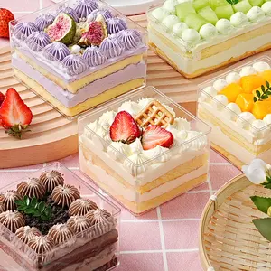 Wholesale Transparent Ps Plastic Sweet Candy Tiramisu Pastry Container Acrylic Cake Box