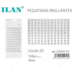 Adesivi con strass ILAN Star 8mm Colore 01 Circa 130 pezzi - Product Image 1