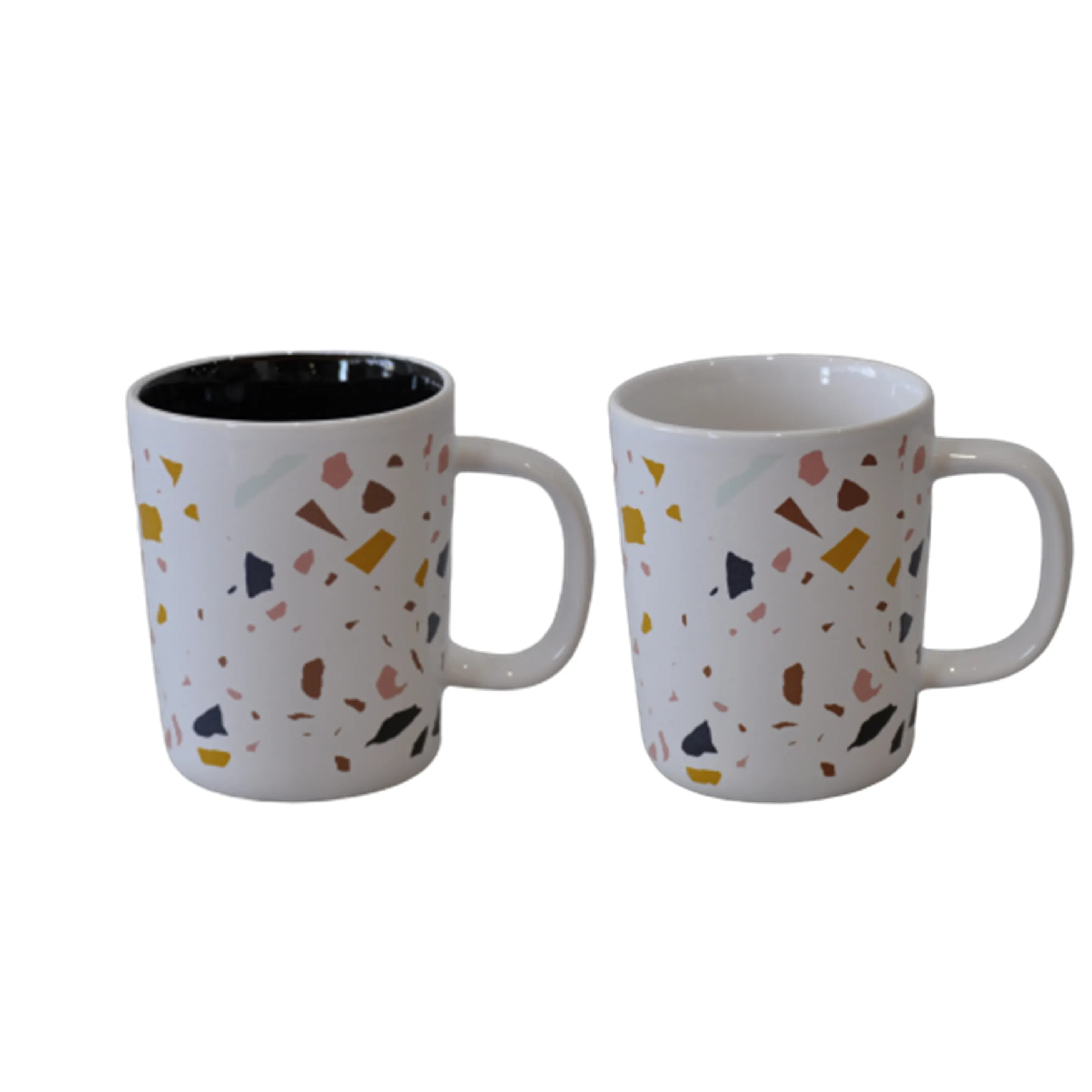Las tazas de café de cerámica blancas y negras de modelado vanguardista de moda Proporcionan personalización personalizada