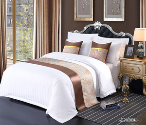 Bộ Ga Giường Khách Sạn Sọc 3Cm Màu Trắng Thoải Mái Thêu Cung Cấp Khăn Trải Giường - Product Image 4