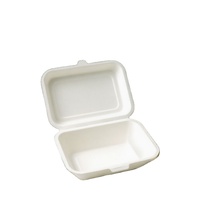 Bagasse de canne à sucre jetable 600ml avec logo personnalisé Boîte à lunch à clapet biodégradable écologique