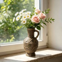 Vas Pitcher MGO Distressed, Vas Amphora Bertekstur, Vas Meja Rustic Farmhouse untuk Bunga Segar & Kering, Dekorasi Meja Rumah