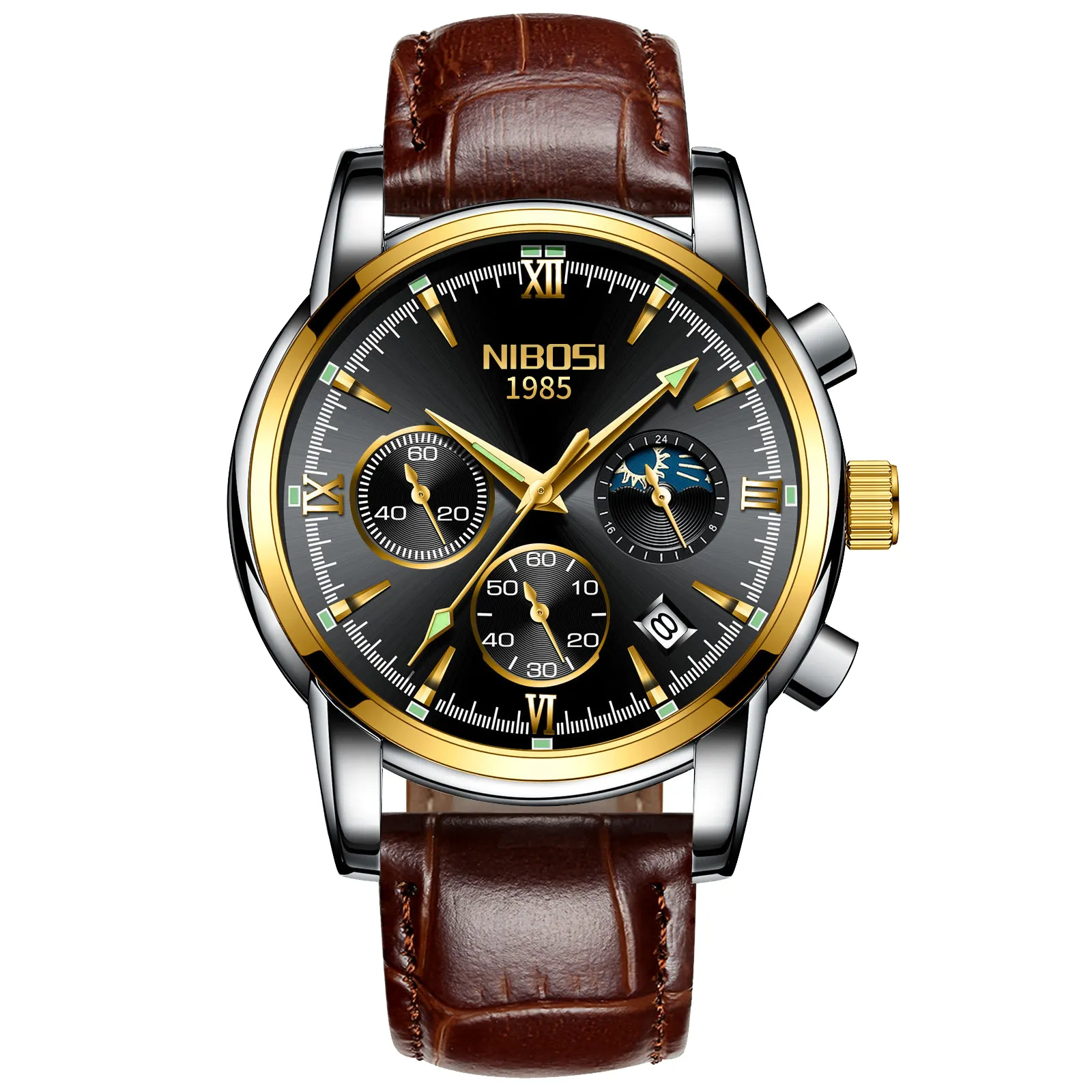 NIBOSI 2516 Leather Men Watch Customize logo Business Watches Men Wrist Quartz OEM