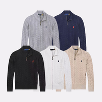 Pull en tricot décontracté de luxe personnalisé avec fermeture éclair intégrale, cardigan d'hiver avec broderie