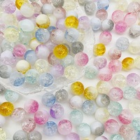 JC grosir kristal 10mm manik-manik kaca retak warna baru manik-manik longgar manik-manik kaca bulat untuk membuat perhiasan