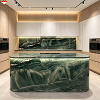 Dalle de quartzite vert dragon naturel de luxe du Brésil moderne pour îlot de cuisine, comptoir, lavabo de salle de bain, escalier, table à manger