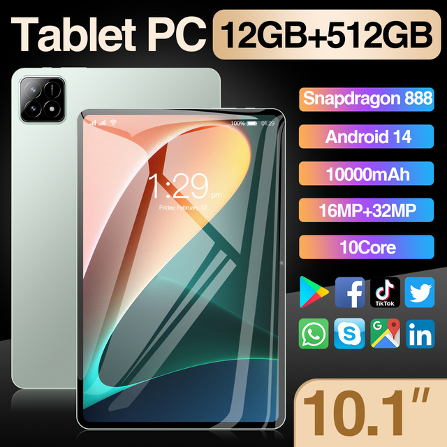 Pad6S 10.1-Inch Quad Core Android Tablet PC with 4G 12GB Memory Capacitive Front Phone HD Display Resolution