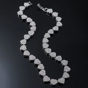 Heart Shaped With Diamonds <b>Cuban</b> Necklace Hip Hop Bracelet Hipster Tanjing Fashion Lijing Necklace - Product Image 3