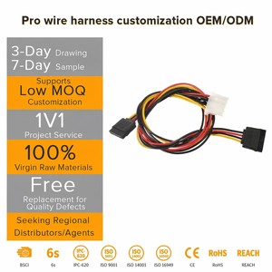 Harnais de câblage personnalisé en <span class=keywords><strong>PVC</strong></span>/PTFE isolé IP65, 15 6 8 broches, câbles d'alimentation GPU SATA PCIE, fils de cuivre, bornes de connexion, systèmes informatiques - Product Image 1