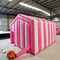Kiosque de vente gonflable en PVC rayé rose et blanc, stand de concession, stand de fête foraine, boutique de friandises, tente portable, kiosque de vente ambulant, pour événements extérieurs