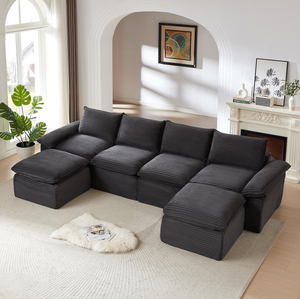 Boneless Oversized Sectional <b>Compressed</b> Foam <b>Sofa</b> Set Living Room Modern Convertible Modular Corduroy <b>Vacuum</b> Packaging - Product Image 2