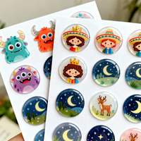 Kit d'autocollants pour enfants, résine époxy, étiquettes en forme de dôme de dessin animé pour l'artisanat DIY, planificateurs, journaux d'art, albums de scrapbooking et jouets