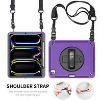 Étui pour tablette avec support rotatif à 360°, sangle d'épaule réglable et emplacement pour stylet pour iPad Pro 13 pouces M5 2025 A3360 A3361 A3362