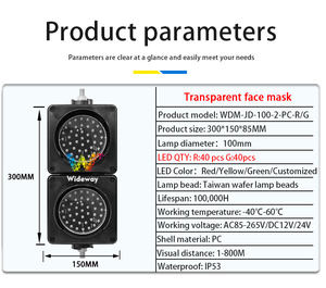 Feu de circulation à LED Feu de signalisation intelligent rouge et vert pour carrefour Feu de circulation <span class=keywords><strong>horizontal</strong></span> et vertical portable de 100mm - Product Image 2