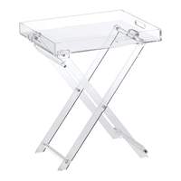 Table d'appoint pliable moderne en acrylique transparent pour café, avec emballage en carton écologique