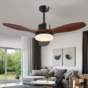 Electric Table Fan 3 Wood Blades DC Motor 3 Speeds Low Noise <b>Remote</b> <b>Control</b> <b>Light</b> Kit Included Energy Efficient Household Use - Product Image 4